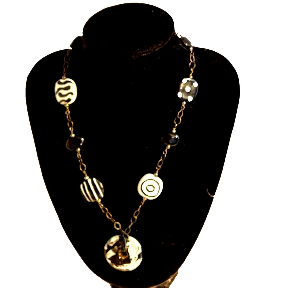 Bold & Graphic Chunky Artisan Black & White Ceramic Necklace